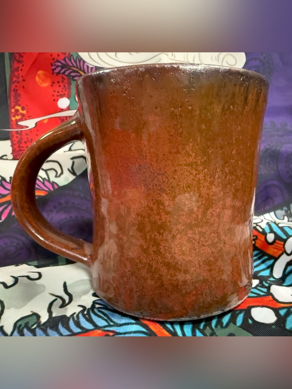 Hand Thrown Studio Art Pottery Mug Unique Drip Glaze One of a Kind